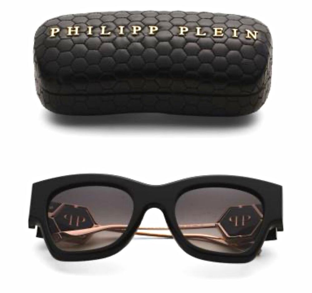 Philipp Plein Women’s Oversized Square Sunglasses Black Frame Gray Gradient